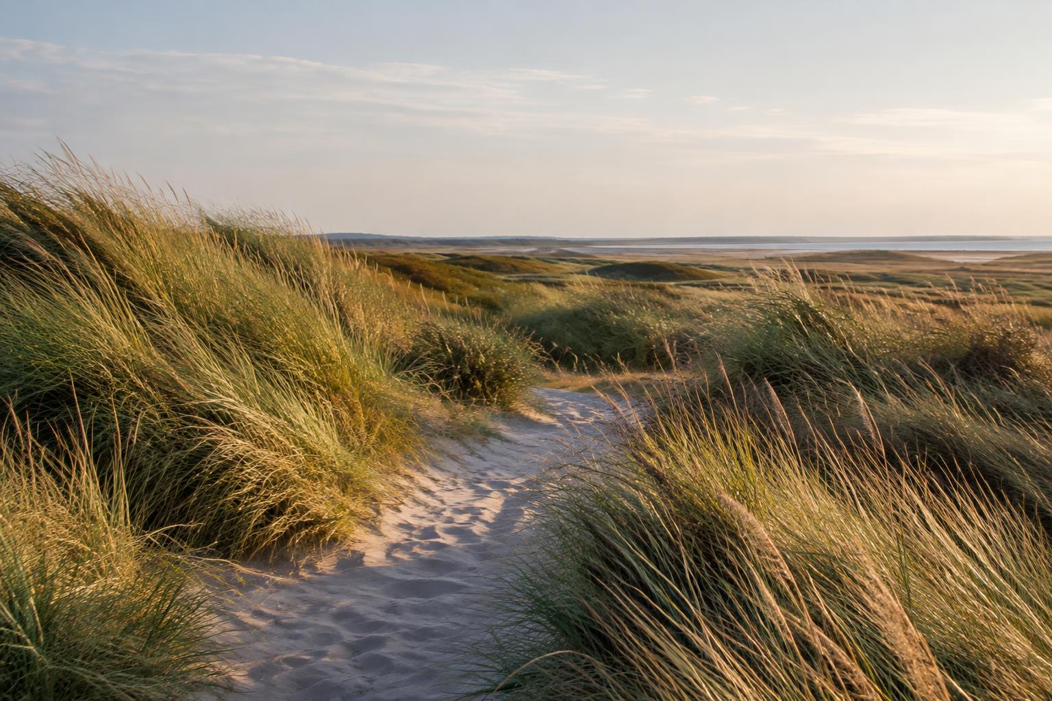 Dünen mit Helmgras und einem Sandpfad